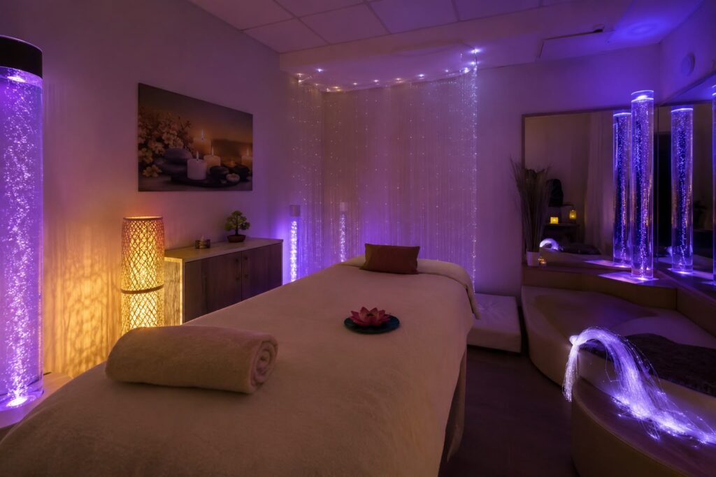 table de massage avec lumière